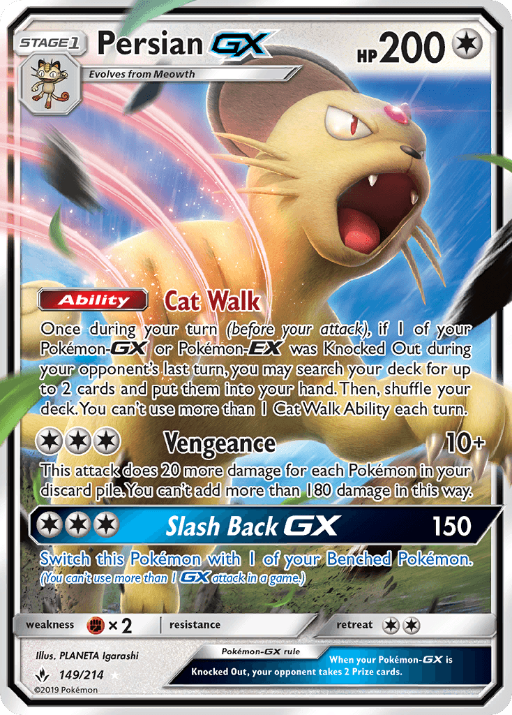 Carta Pokémon Persian-GX 149 de Unbroken Bonds