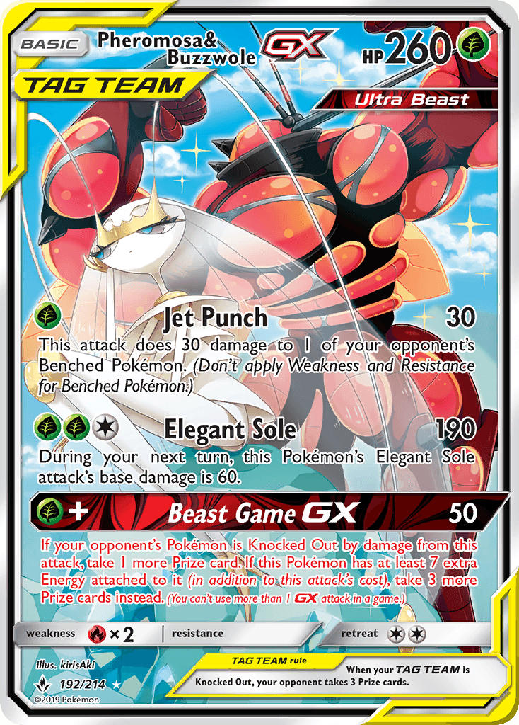 Carta Pokémon Pheromosa & Buzzwole-GX 192