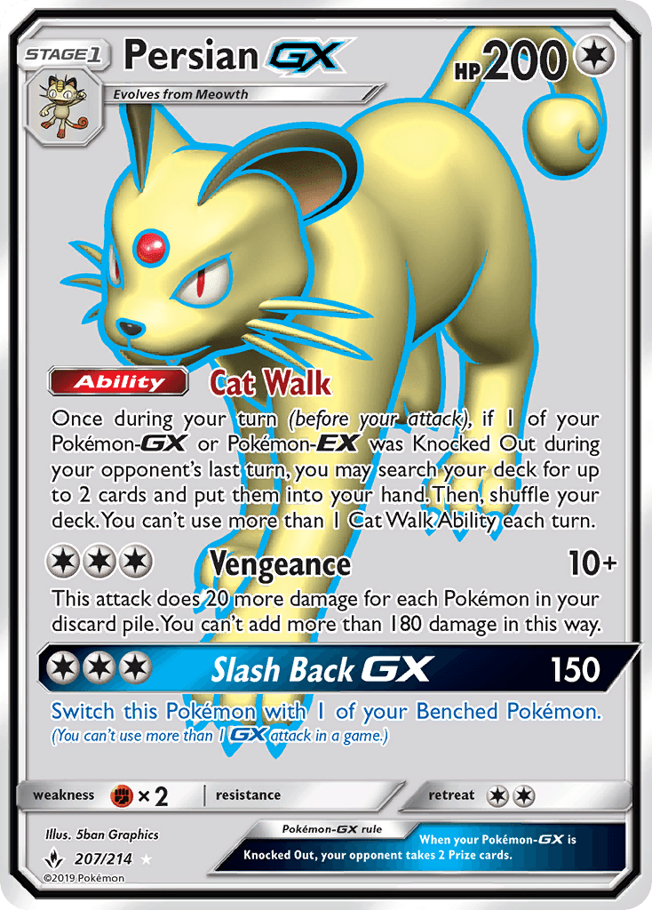 Carta Pokémon Persian-GX 207 de Unbroken Bonds