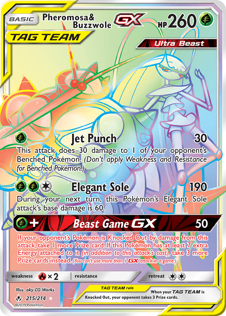 Carta Pokémon Pheromosa & Buzzwole-GX 215
