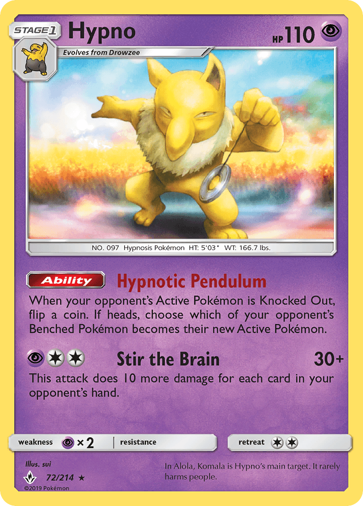 Carta Pokémon Hypno 72