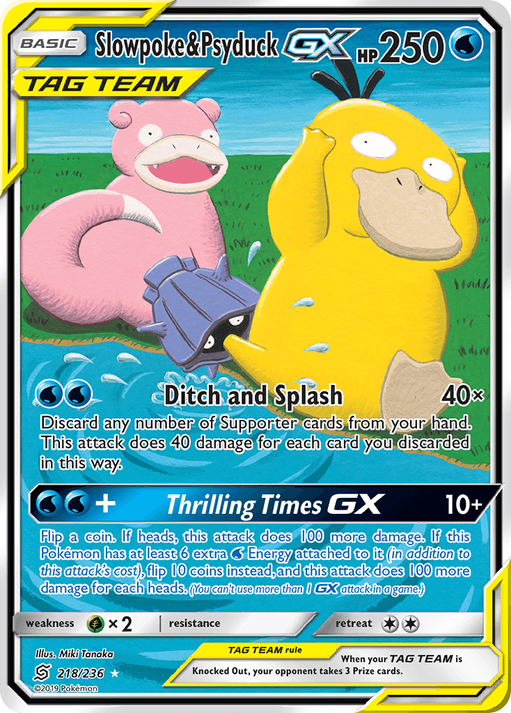 Carta Pokémon Slowpoke & Psyduck-GX 218