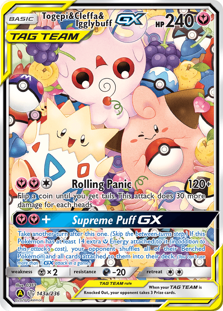 Carta Pokémon Togepi & Cleffa & Igglybuff-GX 143a
