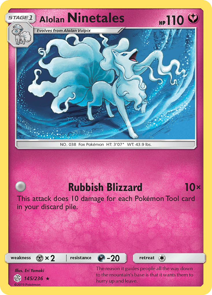 Carta Pokémon Alolan Ninetales 145 de Cosmic Eclipse
