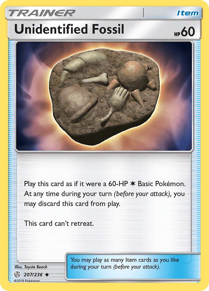 Carta Pokémon Unidentified Fossil 207