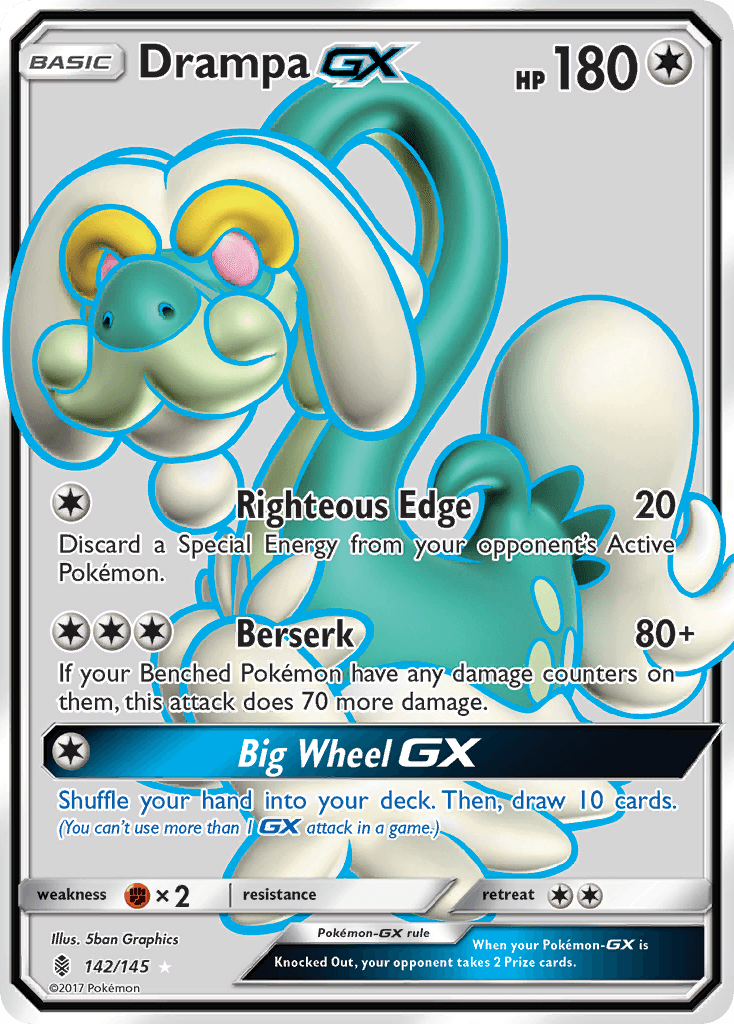 Carta Pokémon Drampa-GX 142 de Guardians Rising
