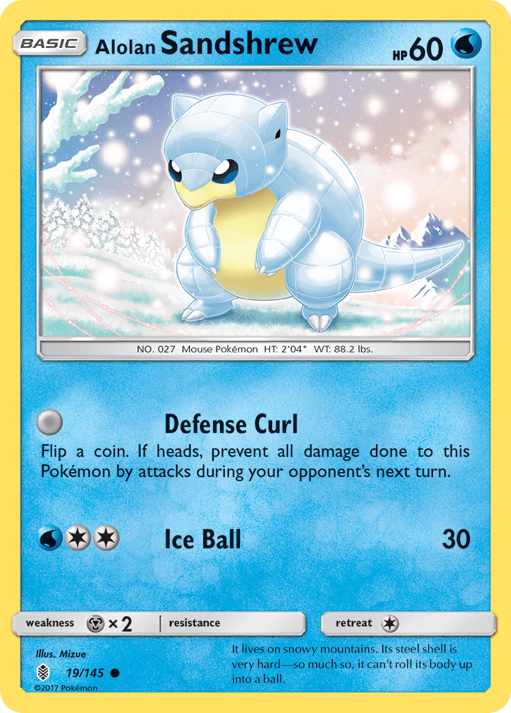 Carta Pokémon Alolan Sandshrew 19 de Guardians Rising