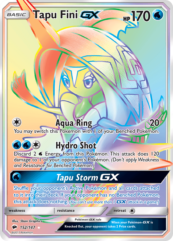 Carta Pokémon Tapu Fini-GX 152 de Burning Shadows