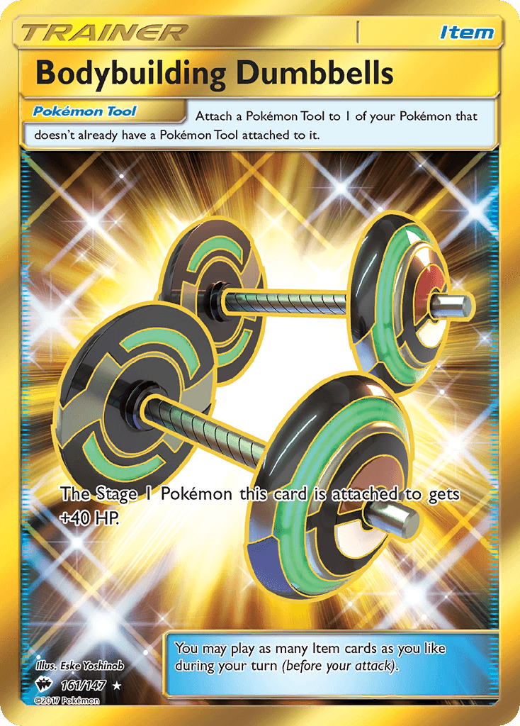 Carta Pokémon Bodybuilding Dumbbells 161 de Burning Shadows