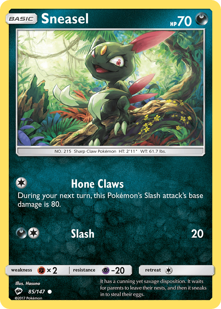 Carta Pokémon Sneasel 85 de Burning Shadows