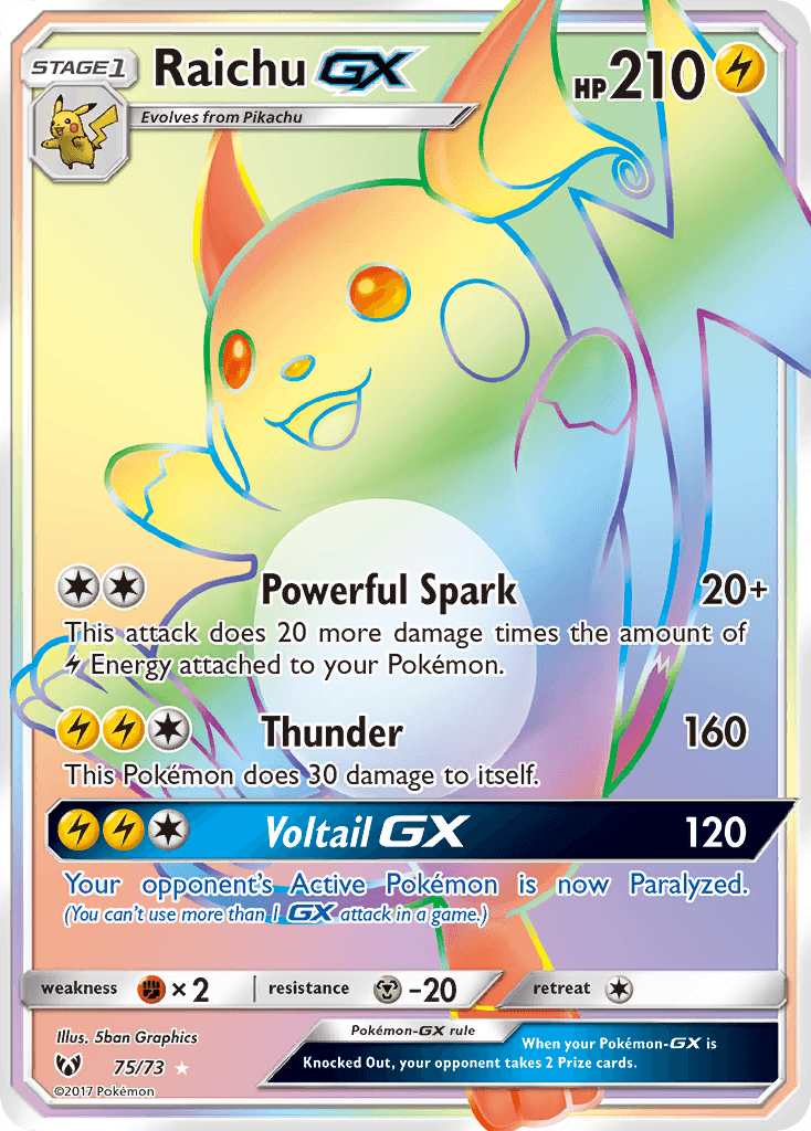Carta Pokémon Raichu-GX 75 de Shining Legends
