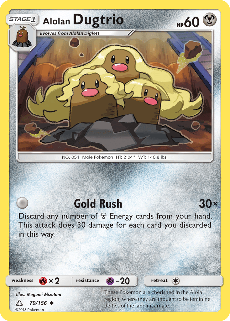 Carta Pokémon Alolan Dugtrio 79 de Ultra Prism