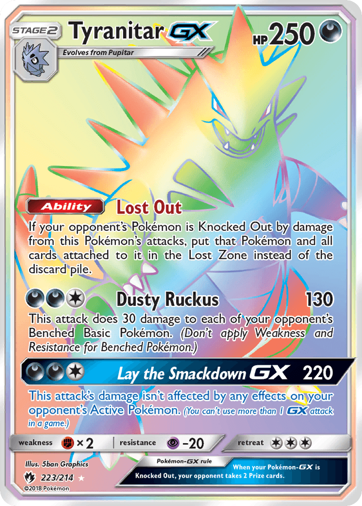 Carta Pokémon Tyranitar-GX 223 de Lost Thunder