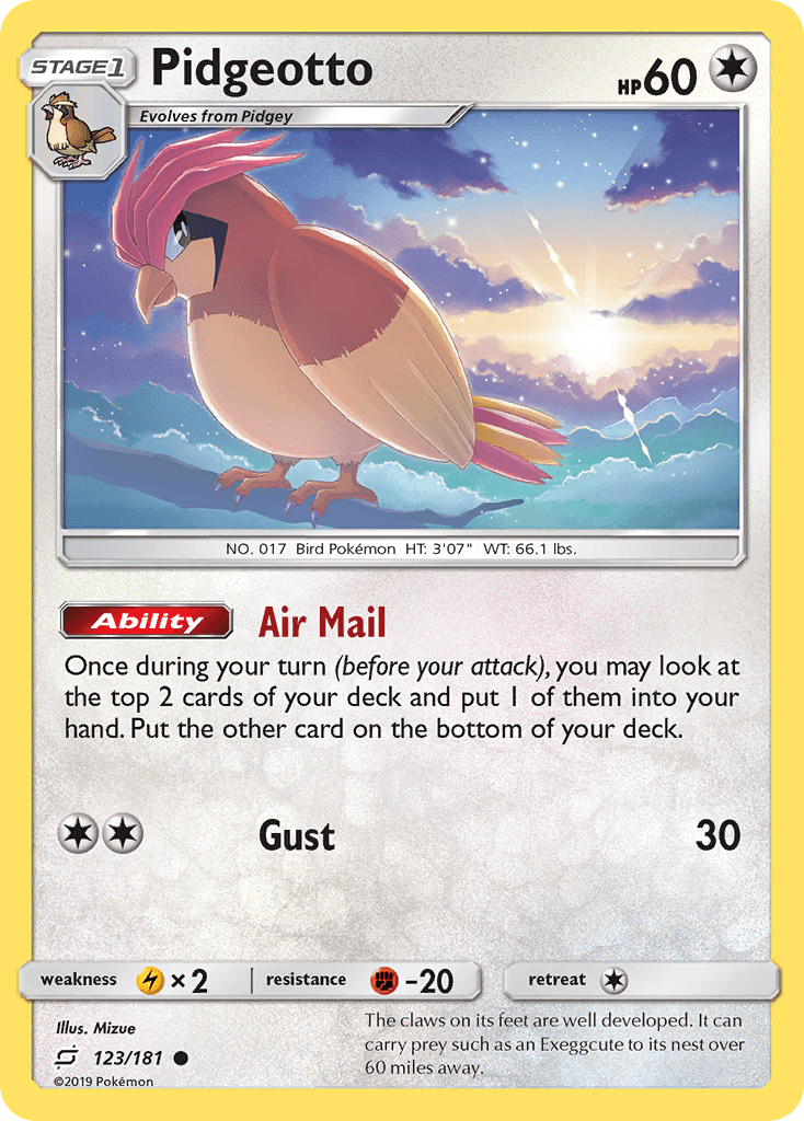 Carta Pokémon Pidgeotto 123