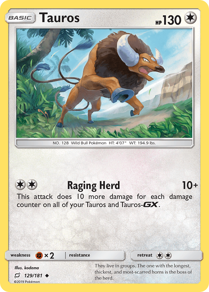 Carta Pokémon Tauros 129