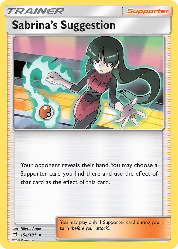 Carta Pokémon Sabrina's Suggestion 154 de Team Up