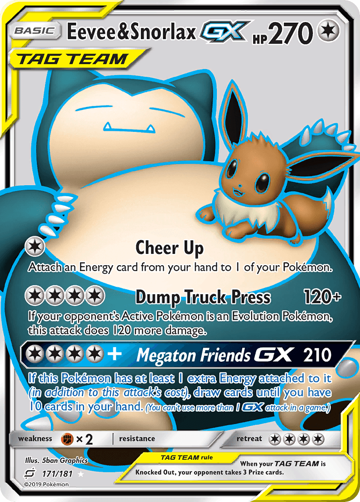 Carta Pokémon Eevee & Snorlax-GX 171