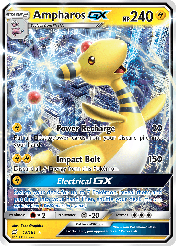 Carta Pokémon Ampharos-GX 43 de Team Up