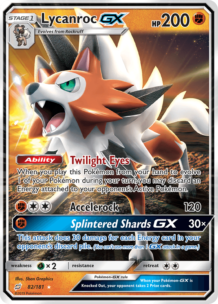Carta Pokémon Lycanroc-GX 82 de Team Up