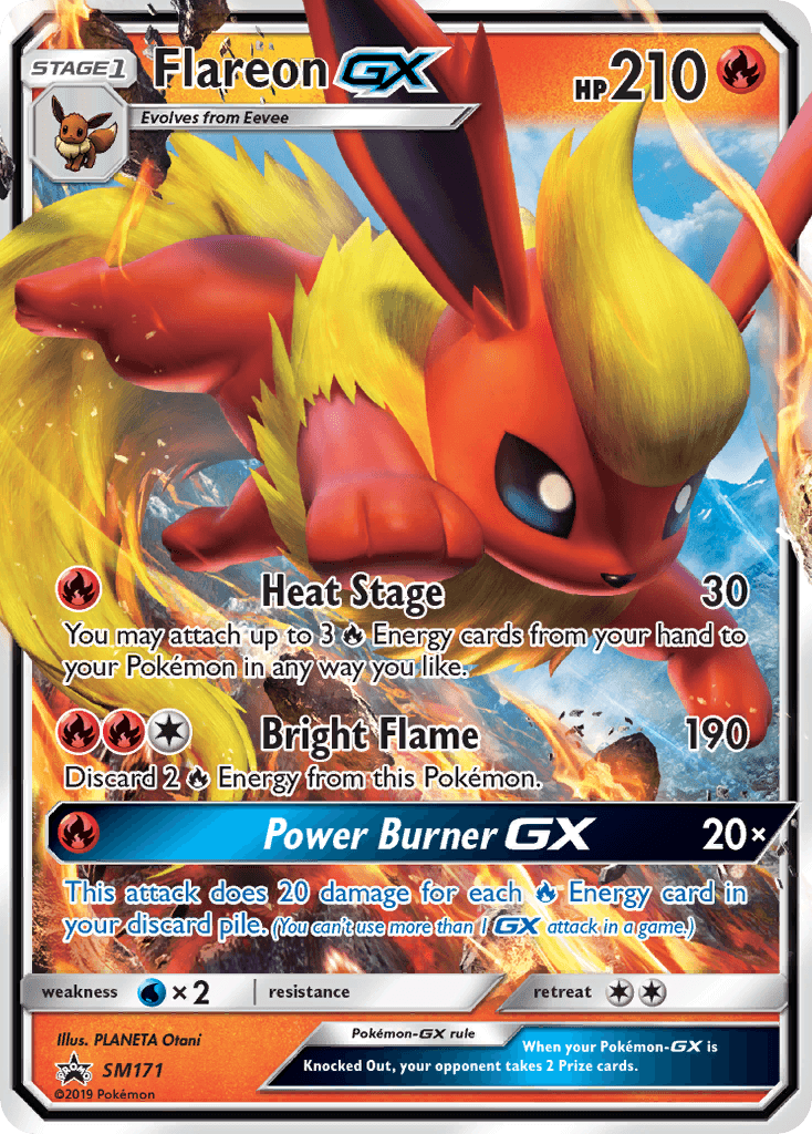 Carta Pokémon Flareon-GX SM171 de SM Black Star Promos