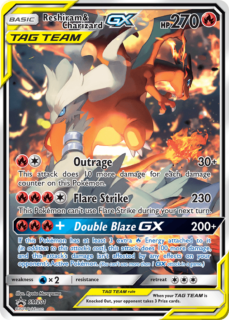 Carta Pokémon Reshiram & Charizard-GX SM201