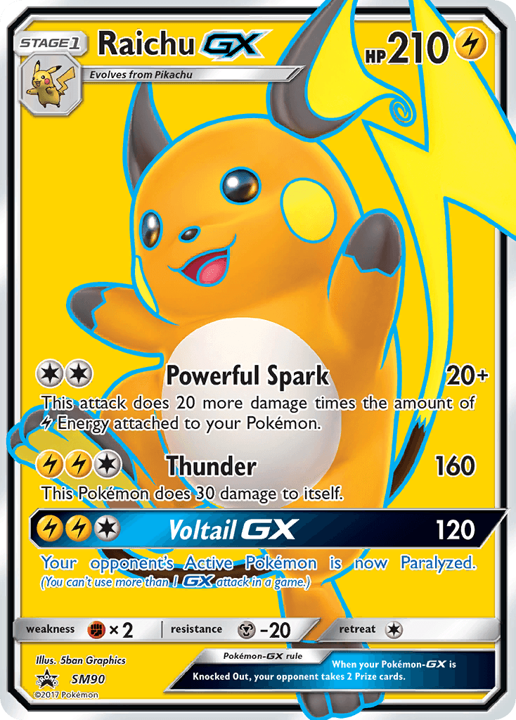 Carta Pokémon Raichu-GX SM90 de SM Black Star Promos