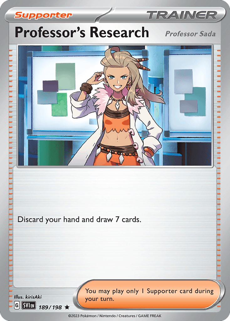 Carta Pokémon Professor's Research (Professor Sada) 189 de Scarlet & Violet