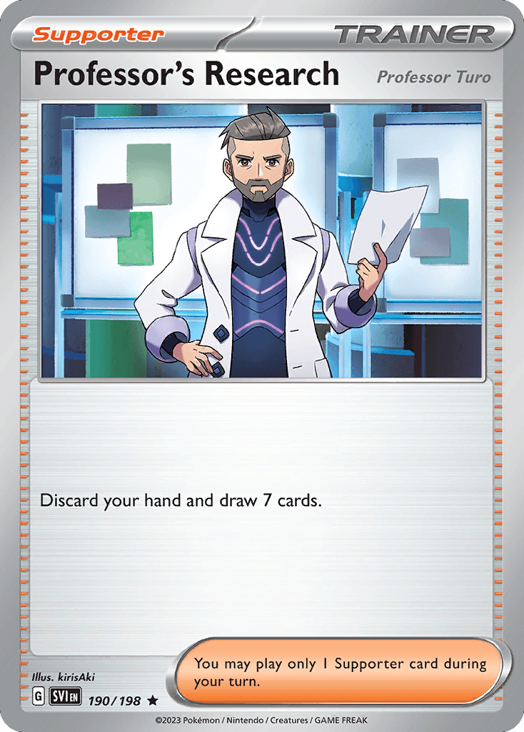 Carta Pokémon Professor's Research (Professor Turo) 190