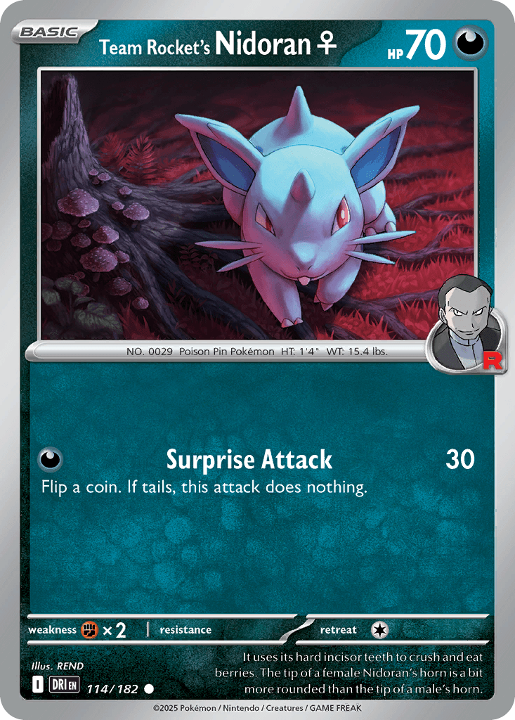 Carta Pokémon Team Rocket's Nidoran♀ 114