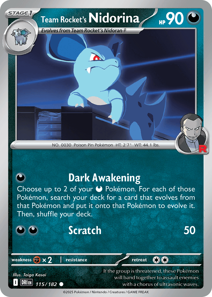 Carta Pokémon Team Rocket's Nidorina 115