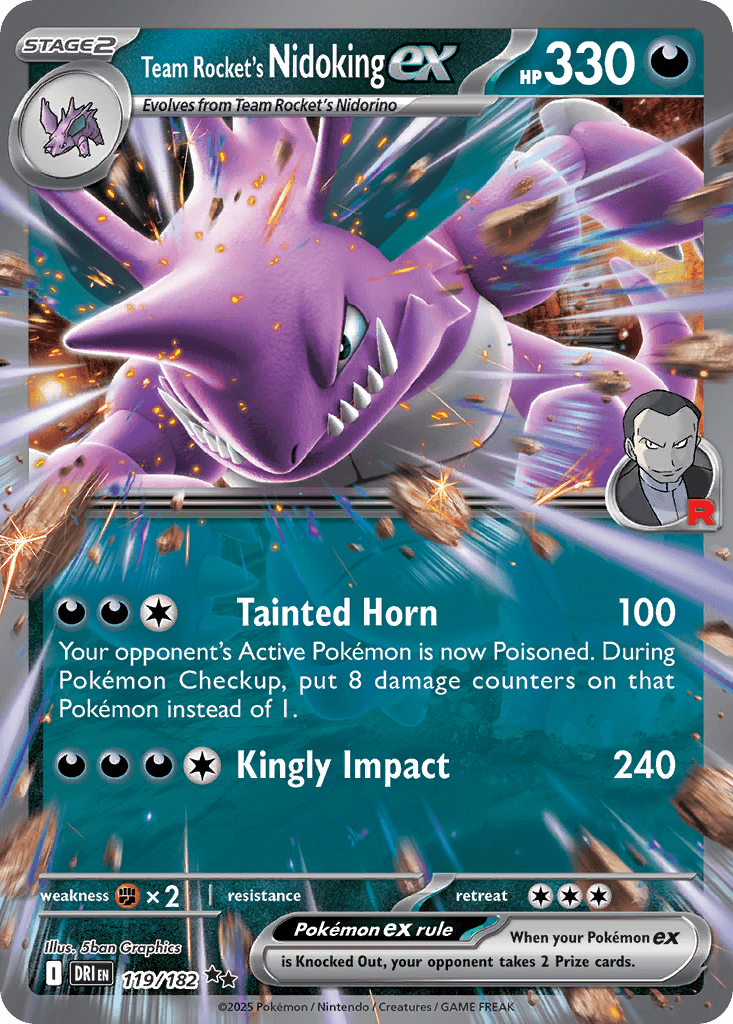 Carta Pokémon Team Rocket's Nidoking ex 119