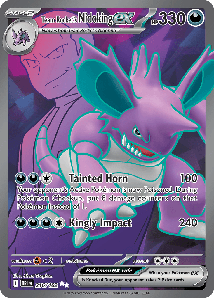 Carta Pokémon Team Rocket's Nidoking ex 216