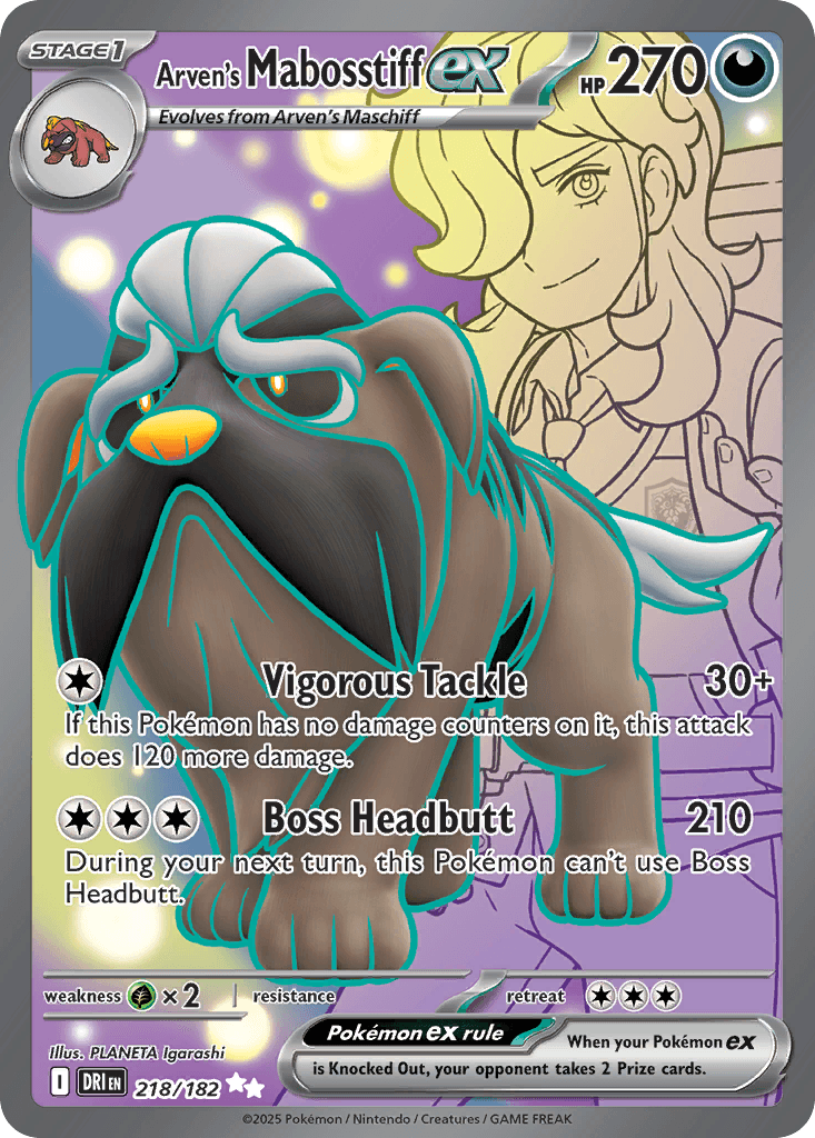 Carta Pokémon Arven's Mabosstiff ex
