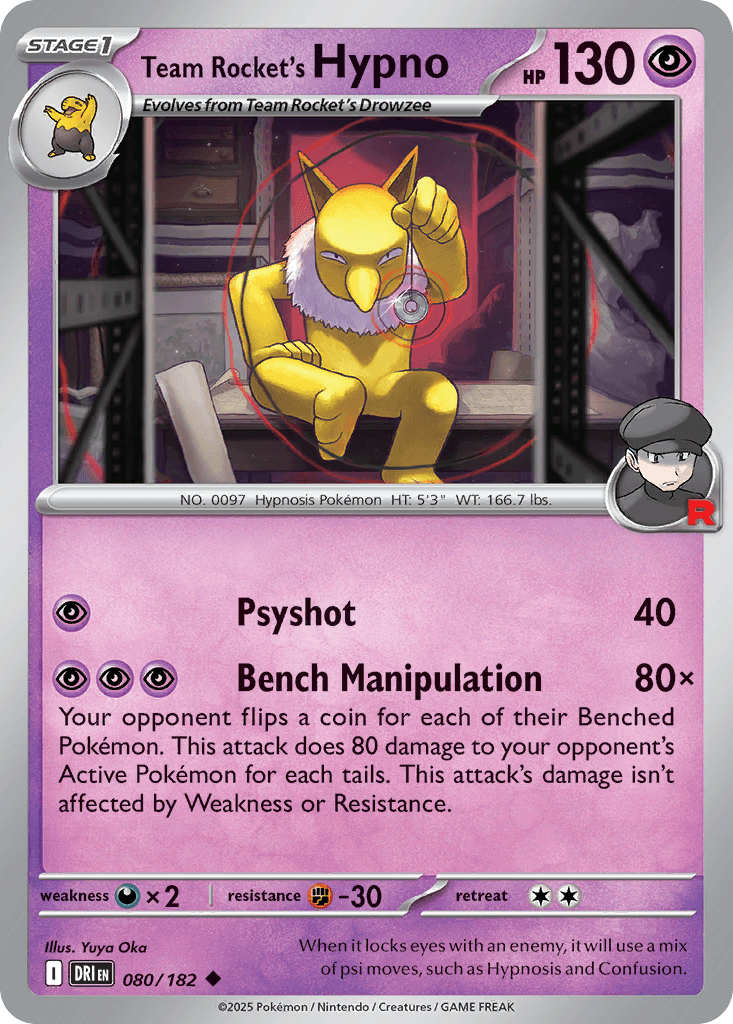 Carta Pokémon Team Rocket's Hypno 80