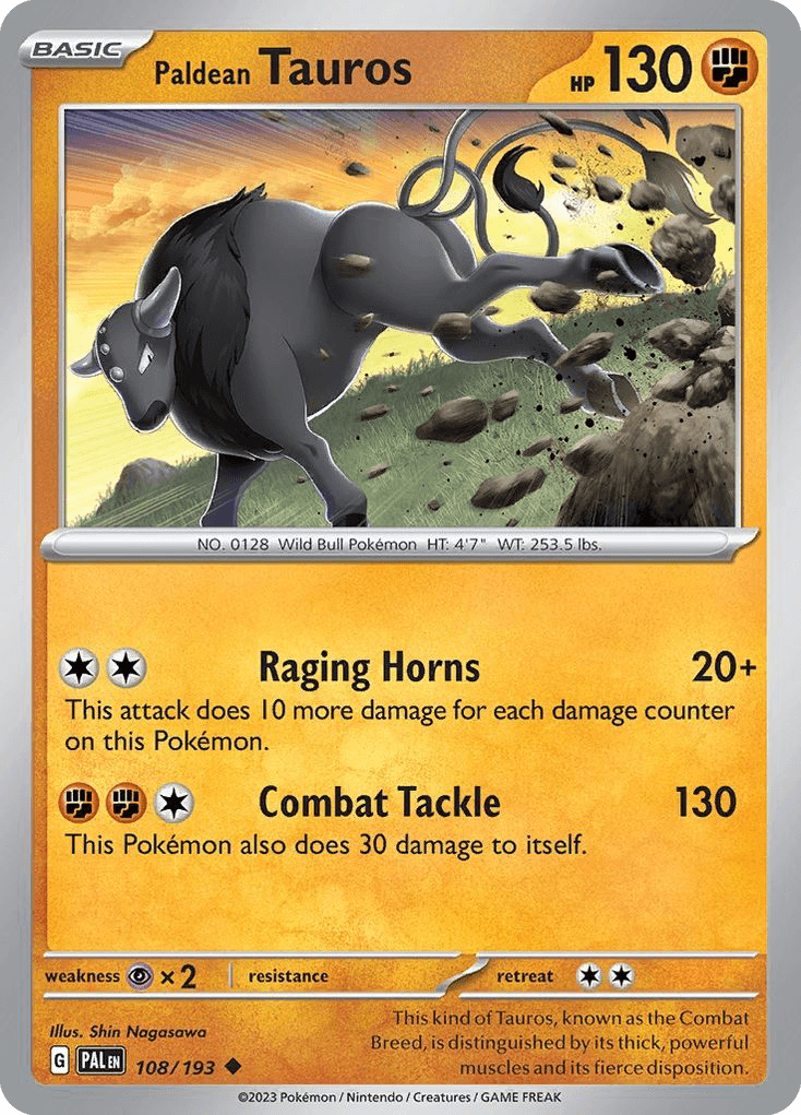 Carta Pokémon Paldean Tauros 108