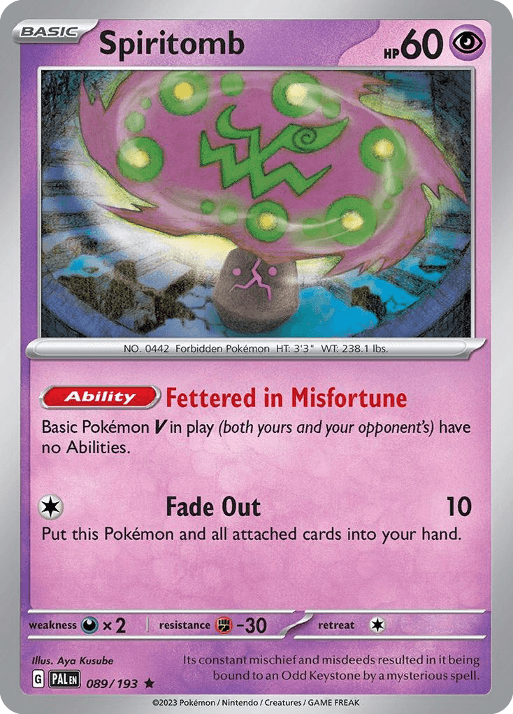 Carta Pokémon Spiritomb 89 de Paldea Evolved