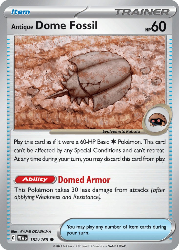 Carta Pokémon Antique Dome Fossil 152
