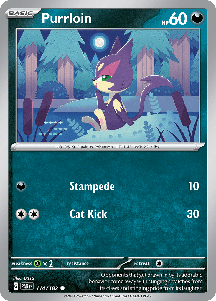 Carta Pokémon Purrloin 114 de Paradox Rift