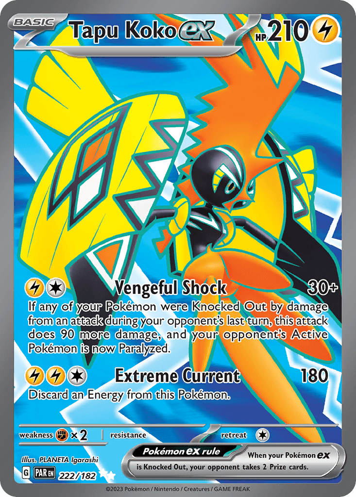 Carta Pokémon Tapu Koko ex 222 de Paradox Rift