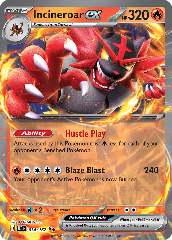 Carta Pokémon Incineroar ex 34 de Temporal Forces