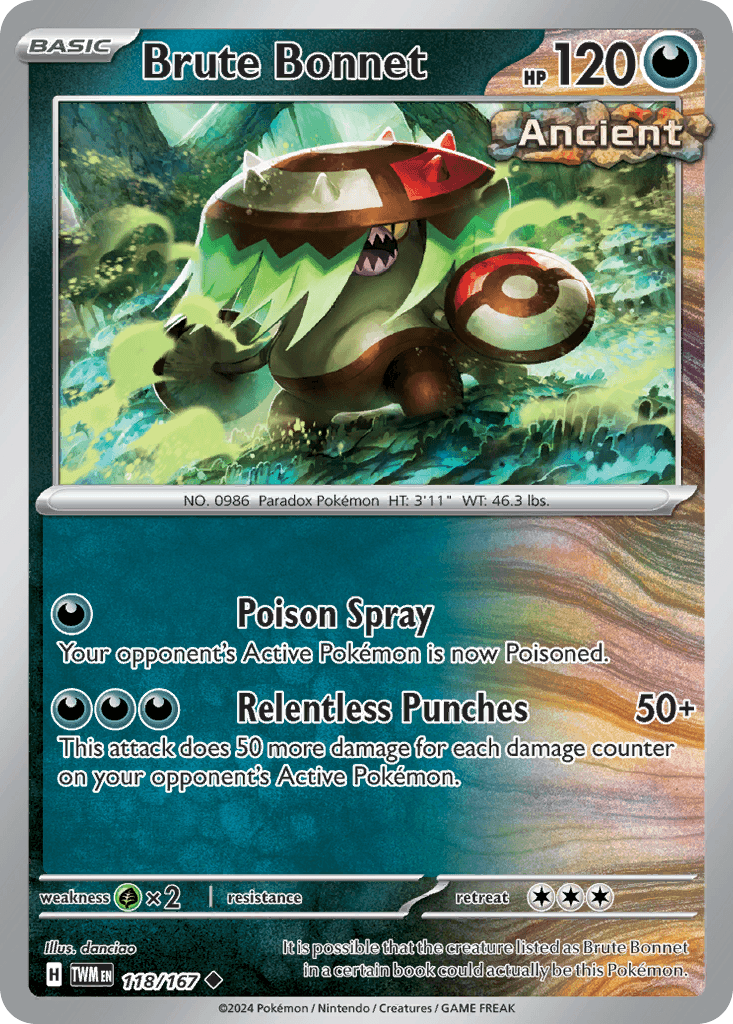 Carta Pokémon Brute Bonnet 118