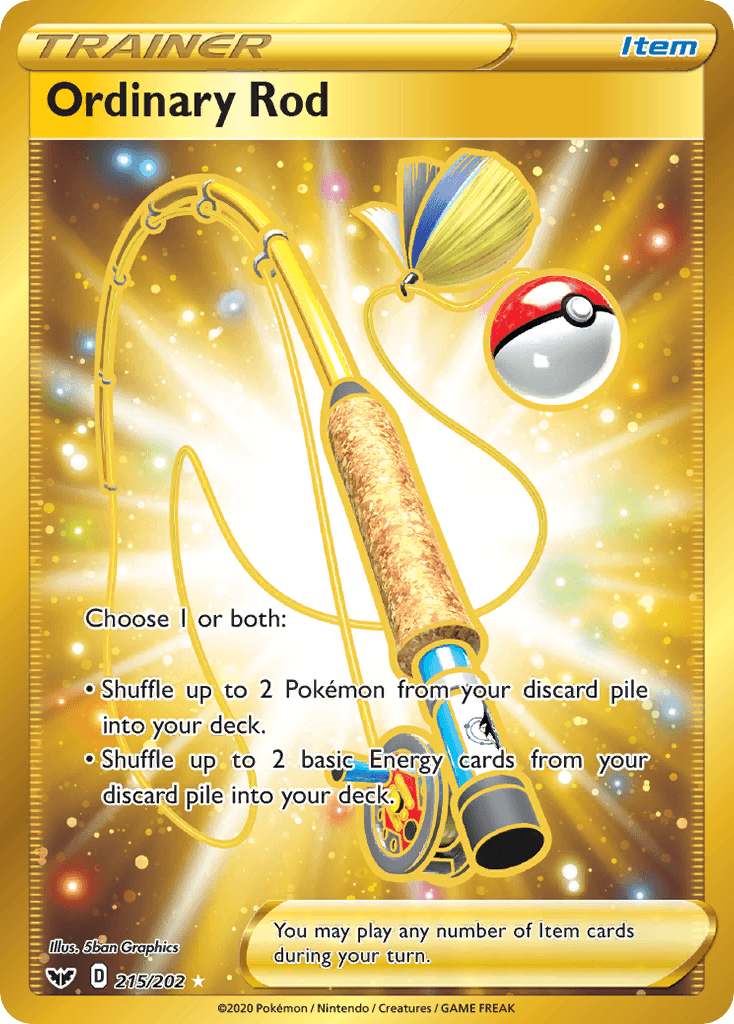 Carta Pokémon Ordinary Rod 215 de Sword & Shield