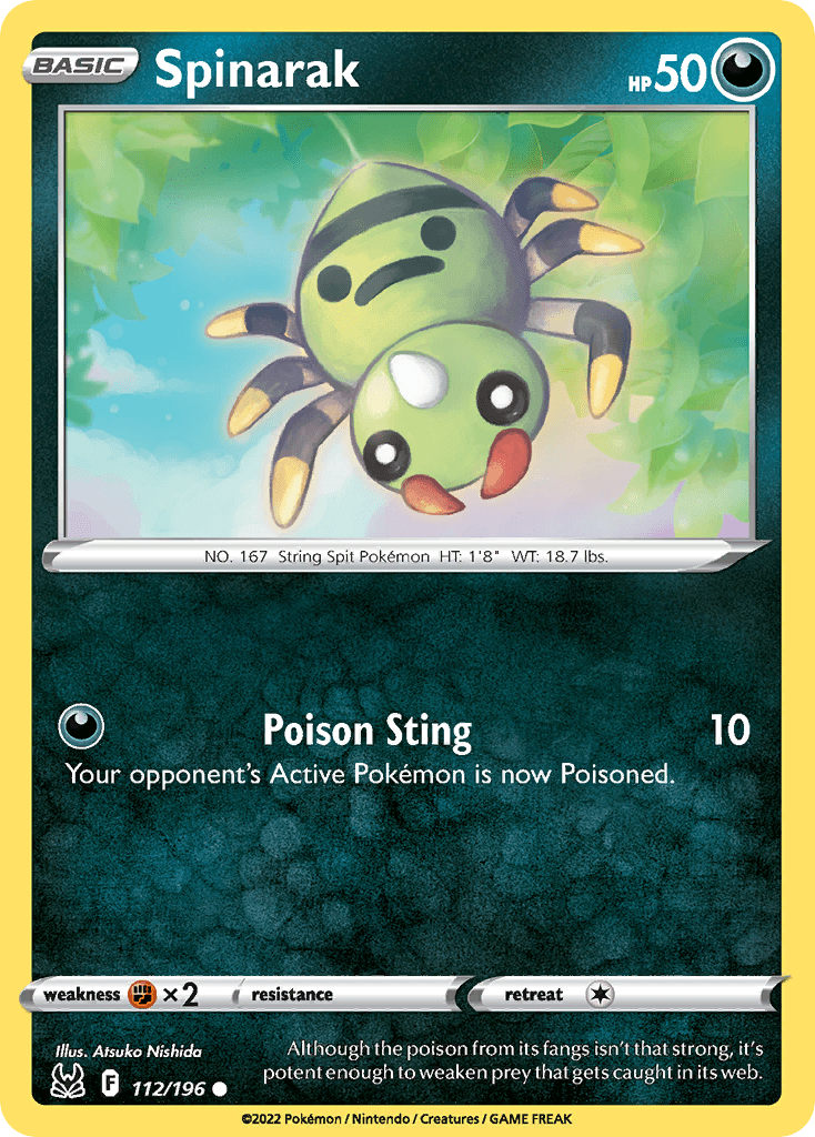 Carta Pokémon Spinarak 112 de Lost Origin