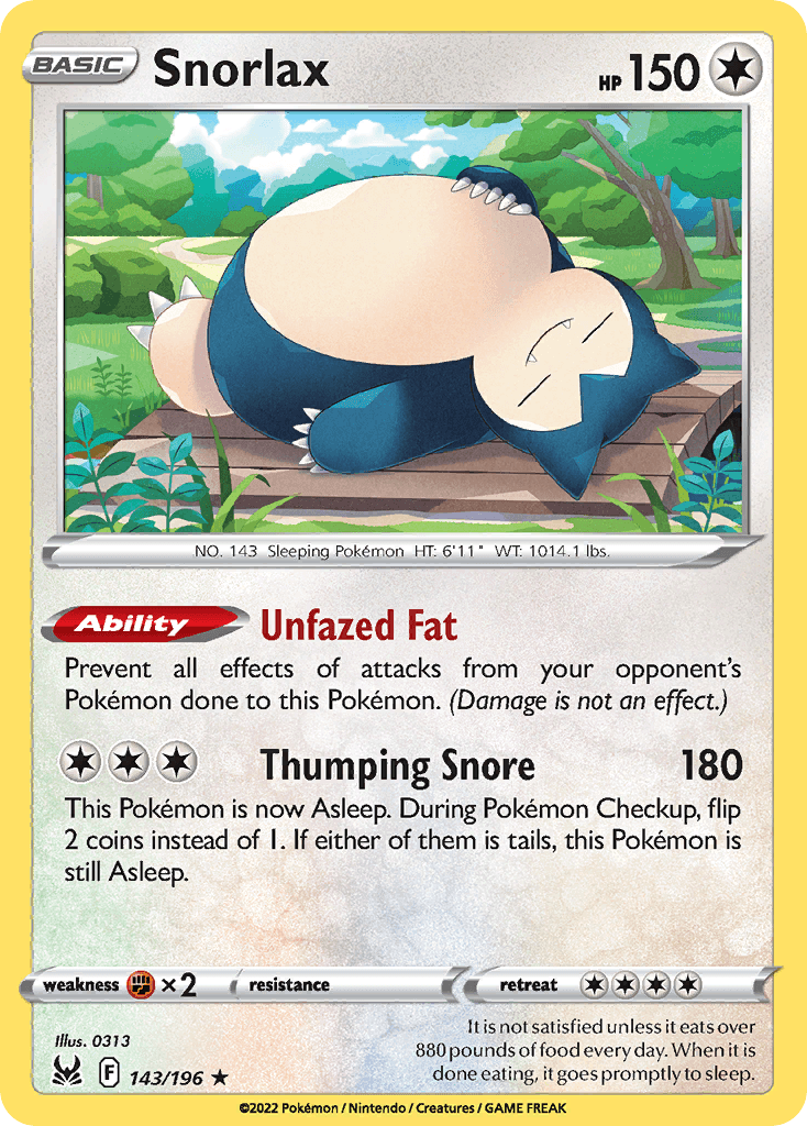 Carta Pokémon Snorlax 143 de Lost Origin