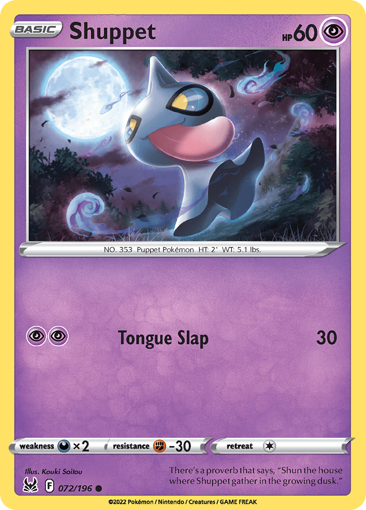 Carta Pokémon Shuppet 72 de Lost Origin