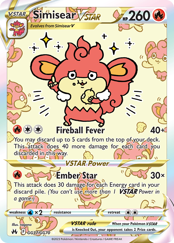 Carta Pokémon Simisear VSTAR GG37 de Crown Zenith Galarian Gallery