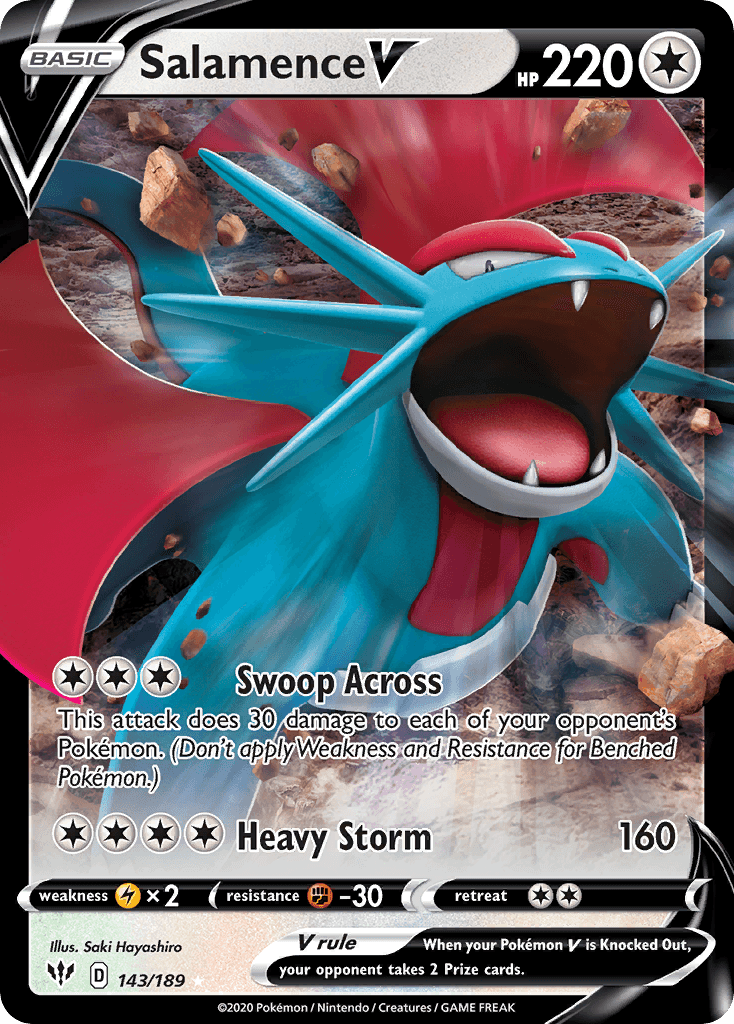 Carta Pokémon Salamence V 143 de Darkness Ablaze