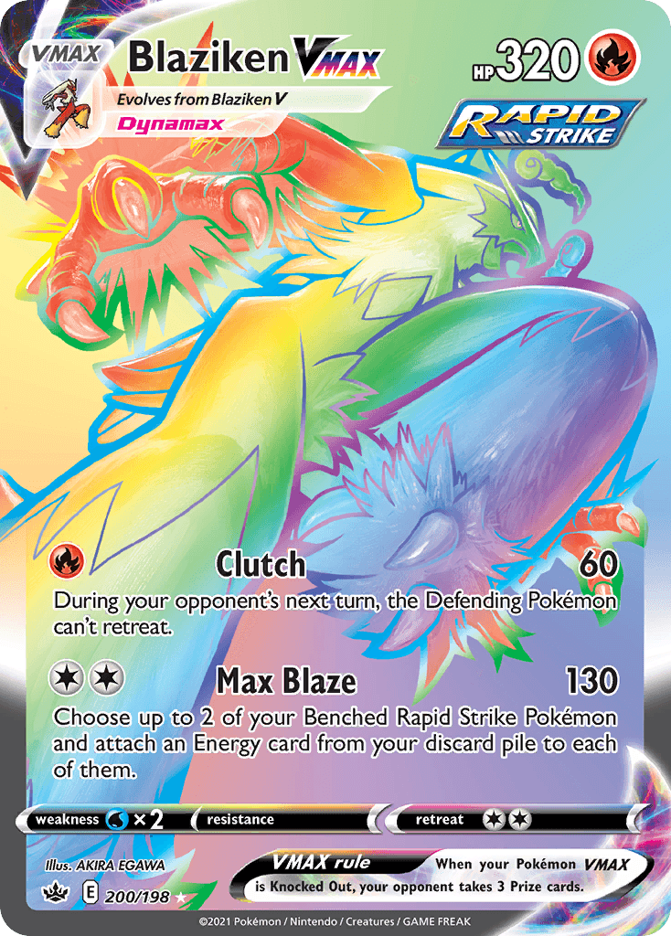 Carta Pokémon Blaziken VMAX 200 de Chilling Reign