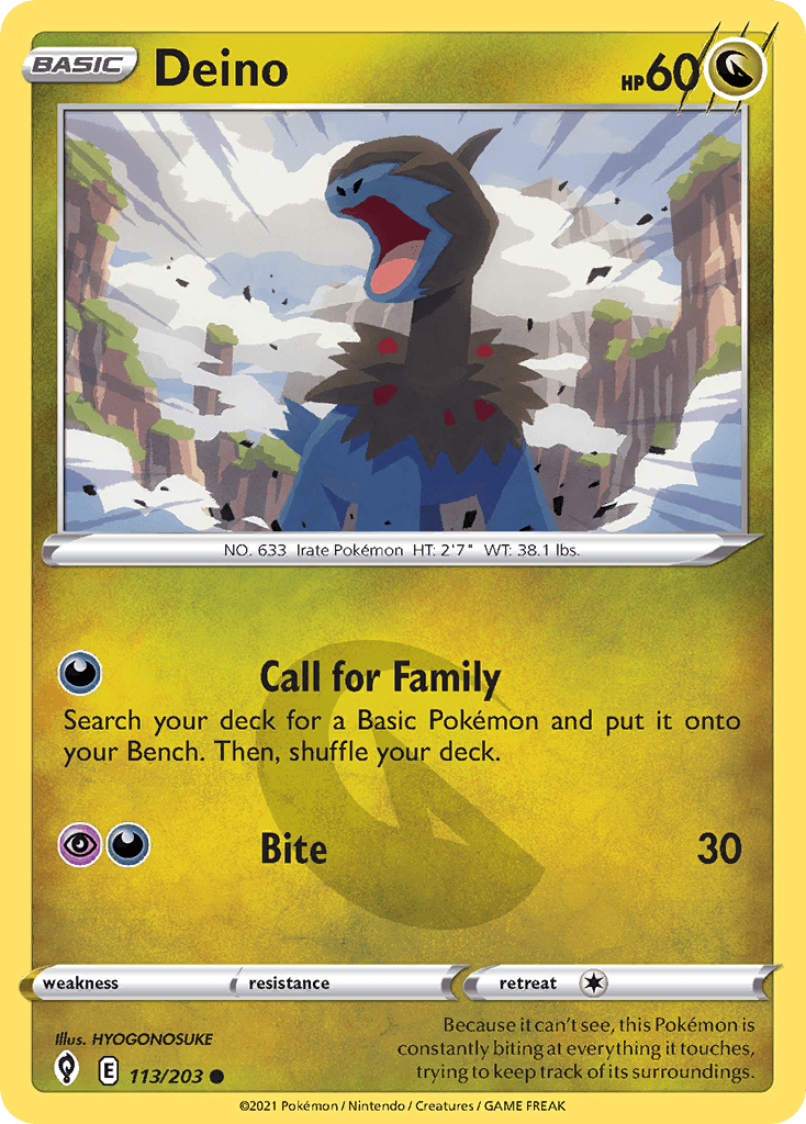 Carta Pokémon Deino 113 de Evolving Skies