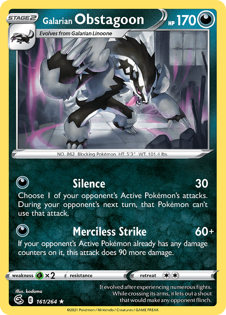 Carta Pokémon Galarian Obstagoon 161